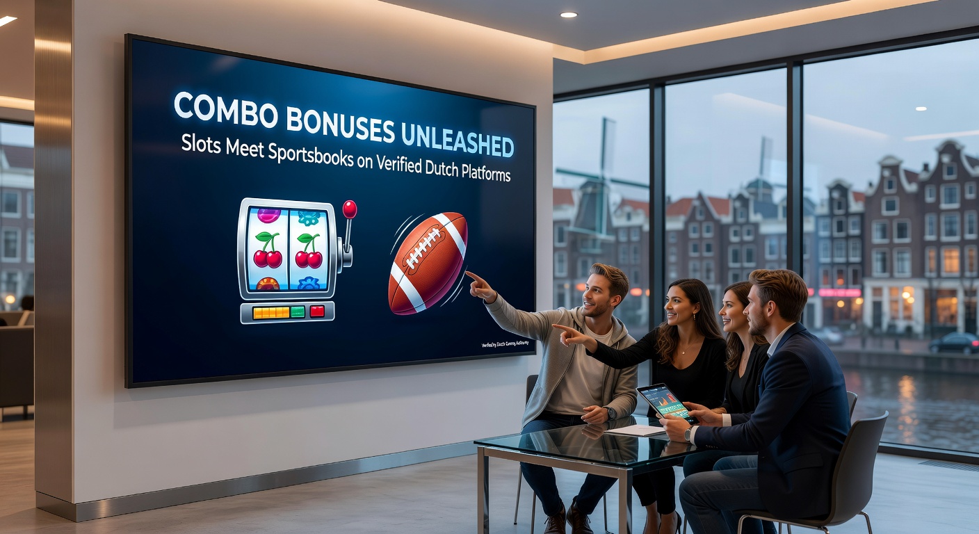 Voorbeeld van een mobiel scherm met een actieve combo bonus, slots rollen draaien naast een live sportsbook odds lijst op een Nederlands platform, illustrerend de naadloze integratie en bonusactivatie