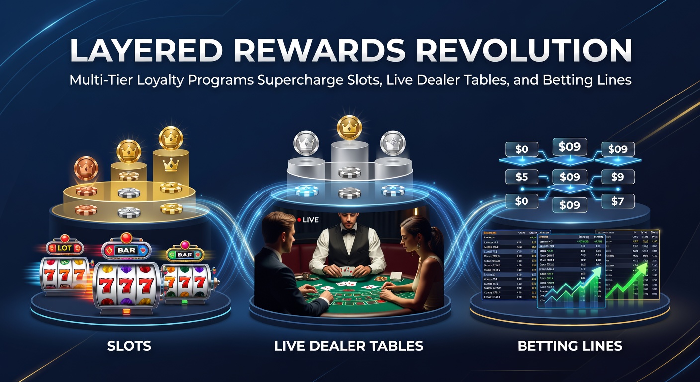 Grafiek die de groei van multi-tier loyaliteitsprogramma's illustreert in online gokken, met pieken bij slots en live games