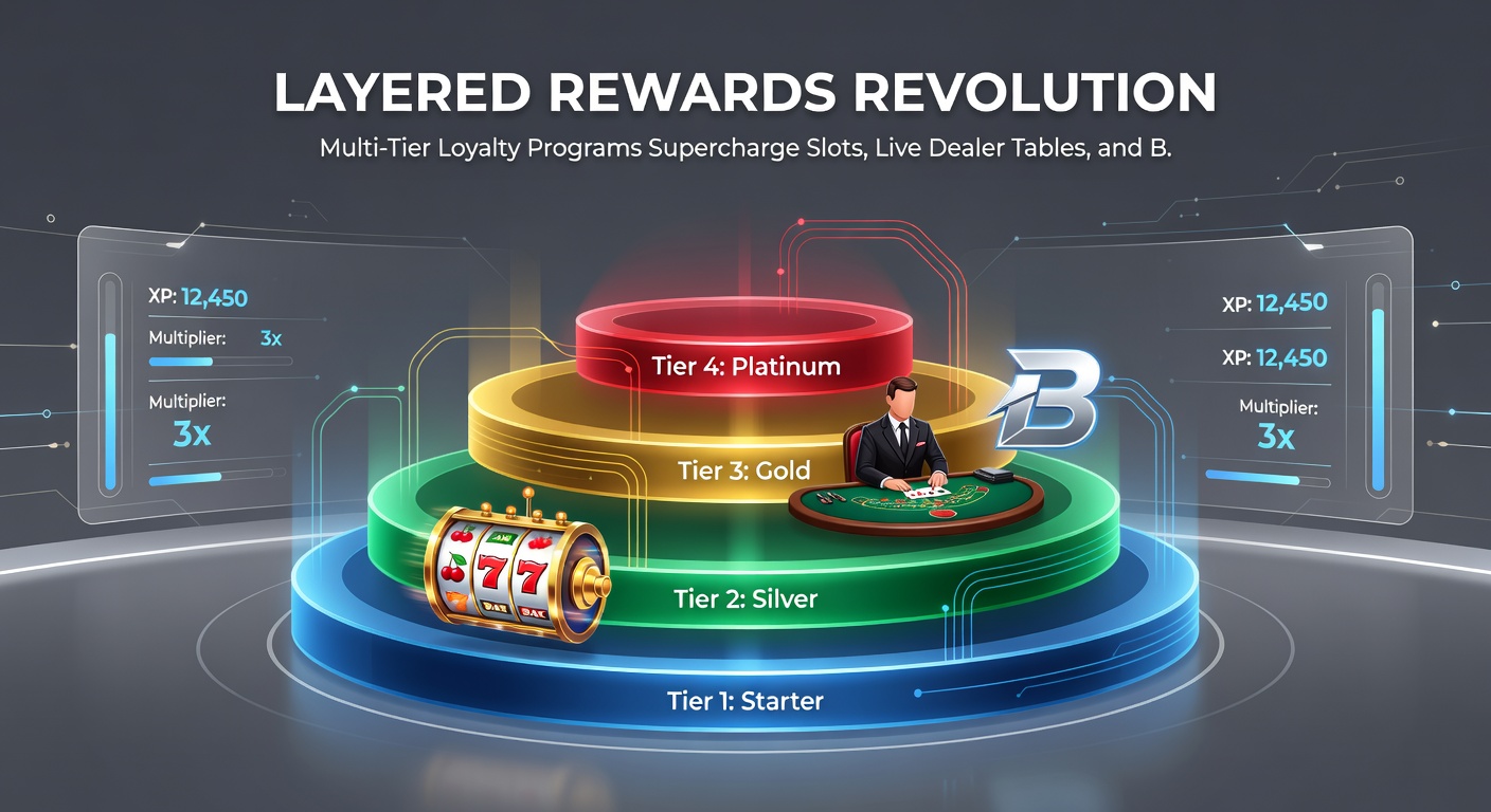 Voorbeeldscherm van een multi-tier loyaliteitsdashboard met beloningen voor sportsbooks en live tafels