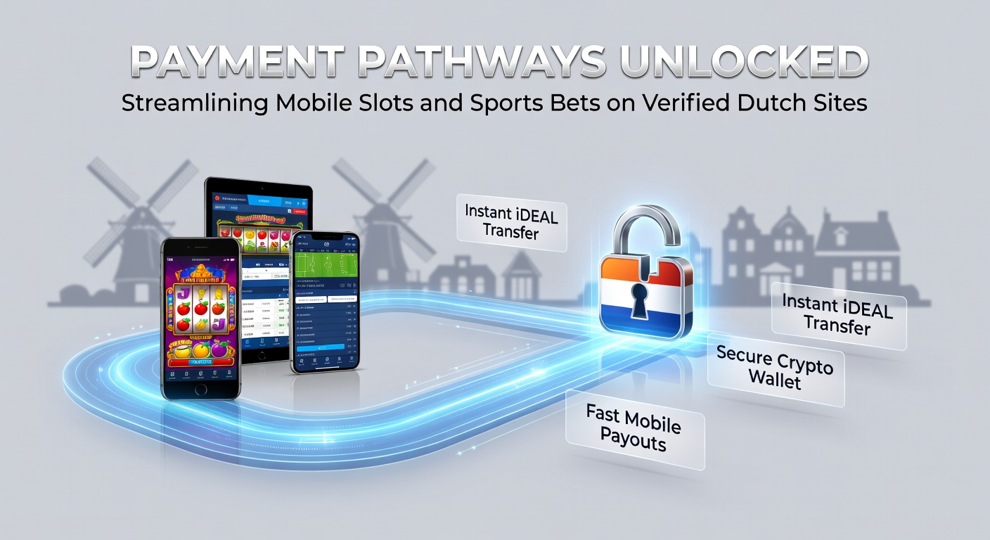 Grafiek van snelle betaaliconen die mobiele slots en sportweddenschappen verbinden op Nederlandse casino-apps