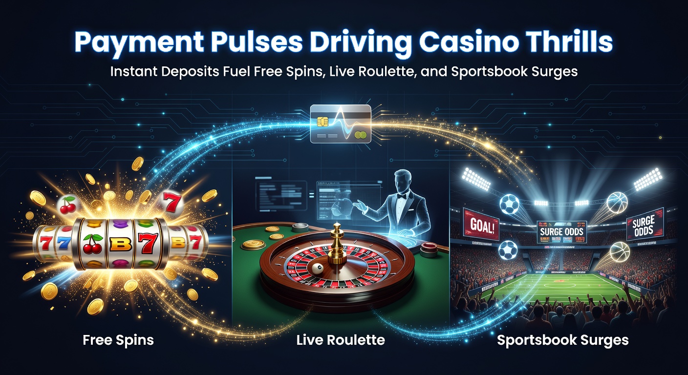 Afbeelding van dynamische betaalpulsen die casino-actie aanwakkeren met snelle stortingen voor spins en roulette