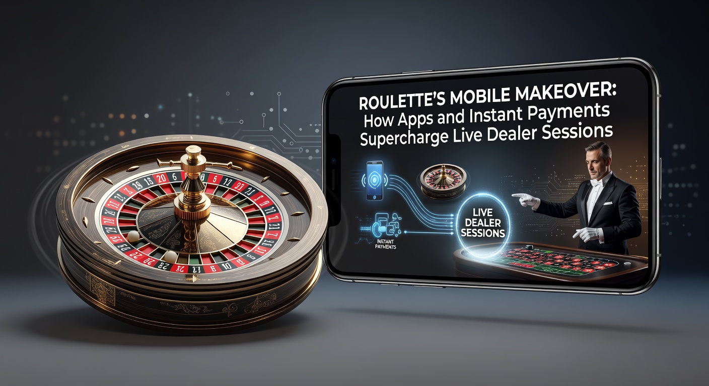 Smartphone toont directe storting via iDEAL in roulette app, met live dealer op achtergrond en chips die verschijnen